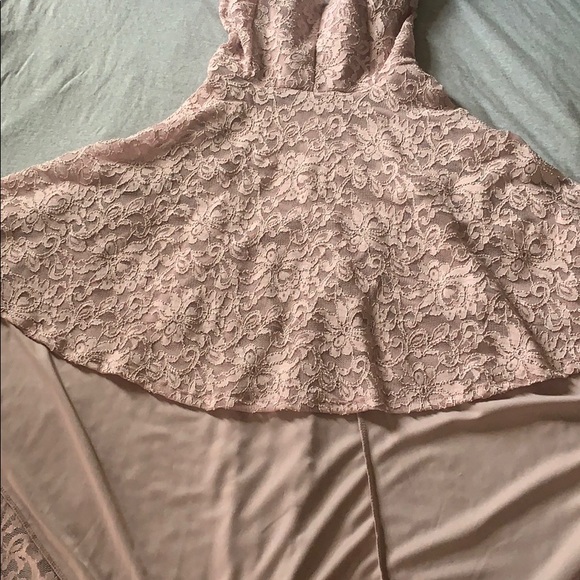 High low pink dress with pattern - Picture 3 of 5